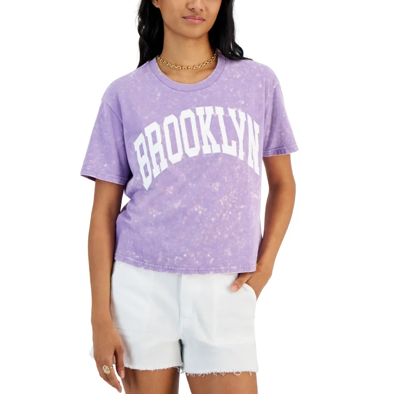 CroptopfitREBELLIOUS ONE - Brooklyn Mineral-Wash Cropped Graphic T-Shirt