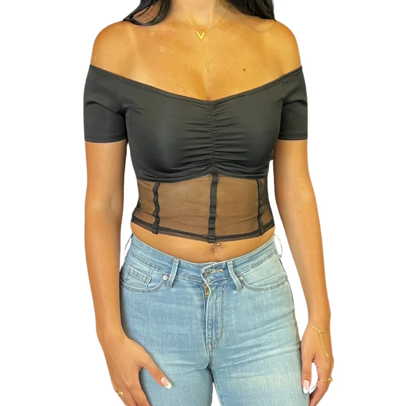 CroptopblockchainRuched Corset Cropped Top