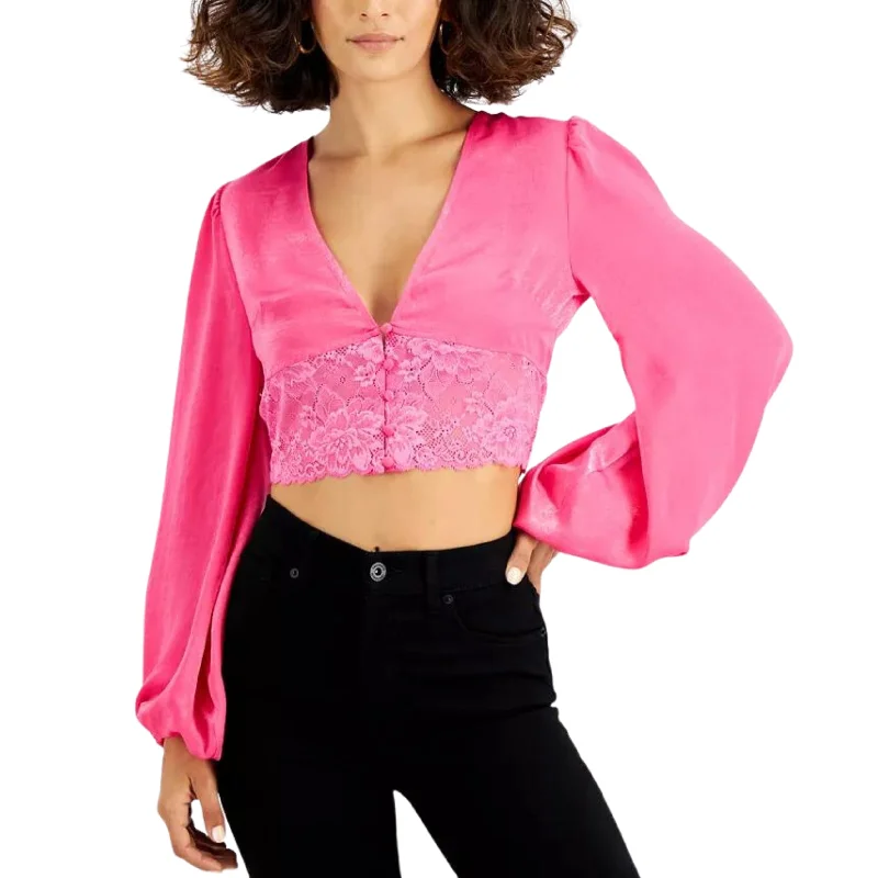 CroptopcloudBAR III - Lace-Hem Cropped Blouse