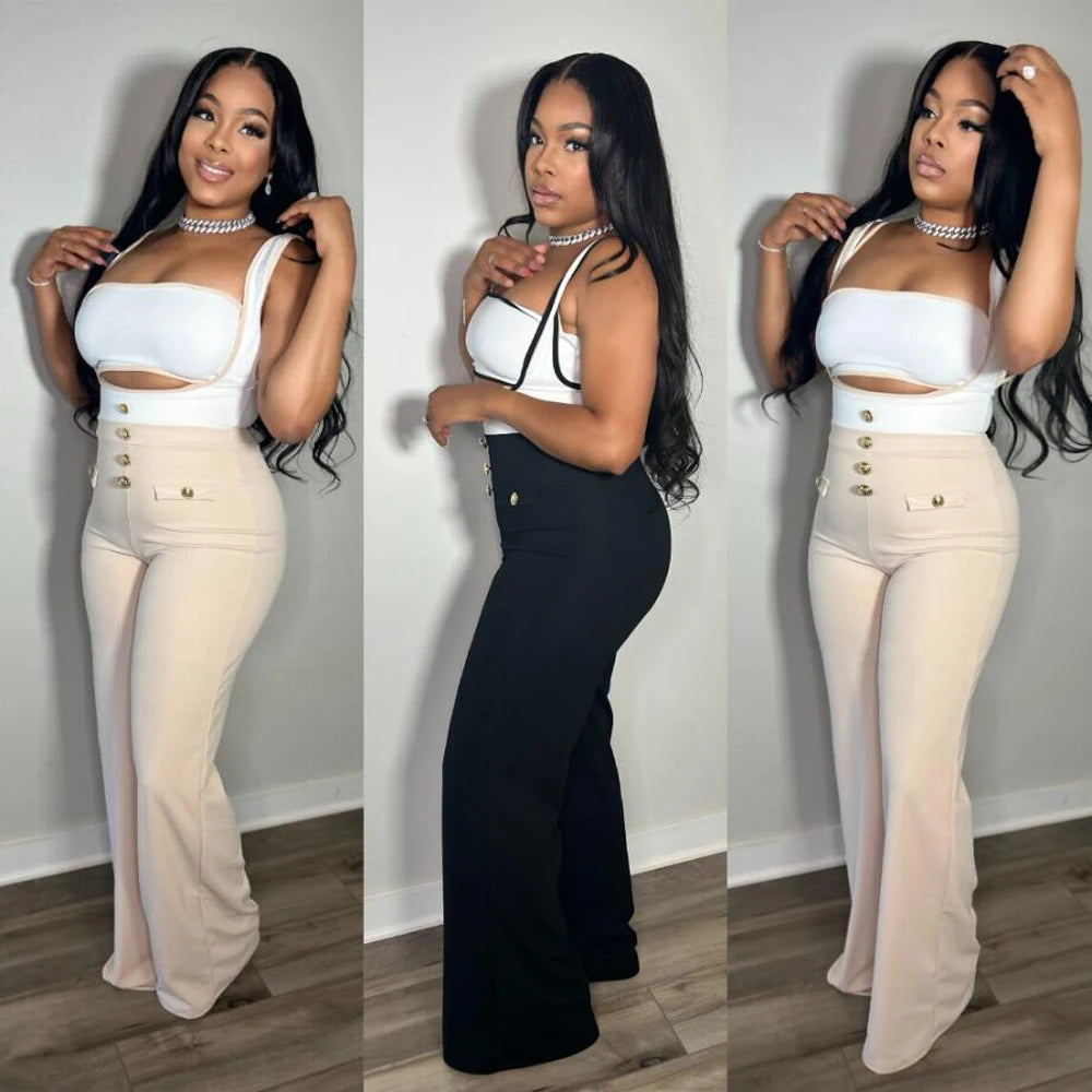 Two Piece Set Women Clothing Summer 2024 Casual Sexy Crop Top and Full Length Overall Pants Suits 2 Piece Jumpsuit Sets Outfit