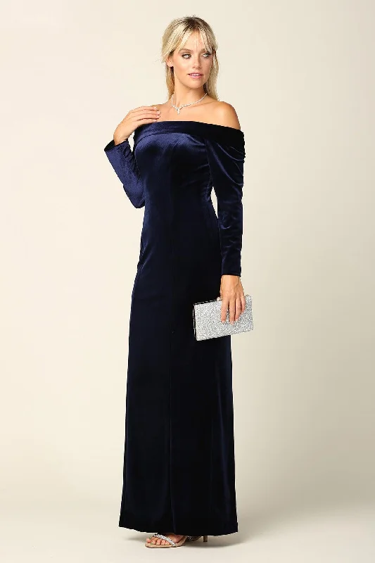 TightwaistLong Off Shoulder Formal Velvet Dress