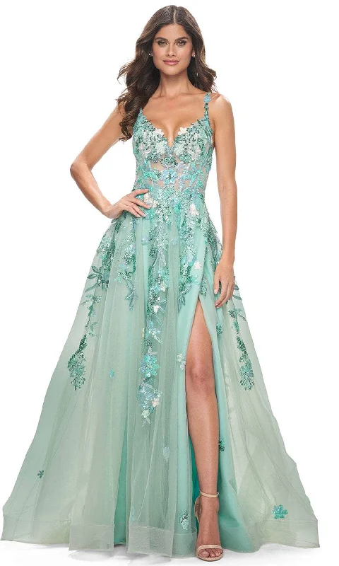 TightplayLa Femme 32347 - Lace-Up Back Corset Prom Gown