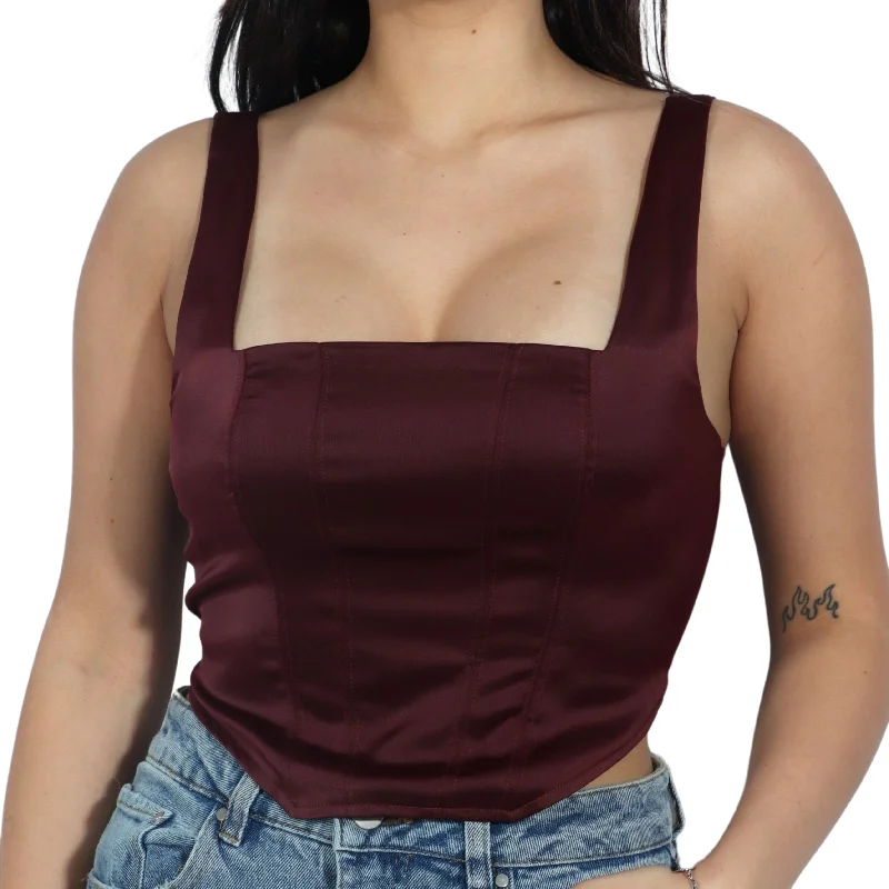 CroptopmovementWILD FABLE - Satin Corset Cropped Top