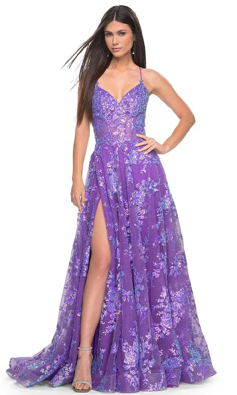 TightropeLa Femme 32291 - V-Neck Sequin Lace Prom Gown