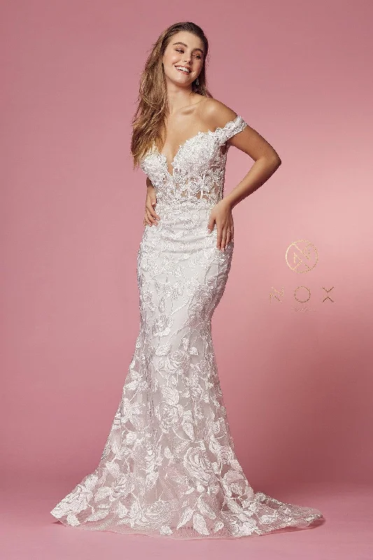 TightcircleOff Shoulder Long Wedding Dress Sale