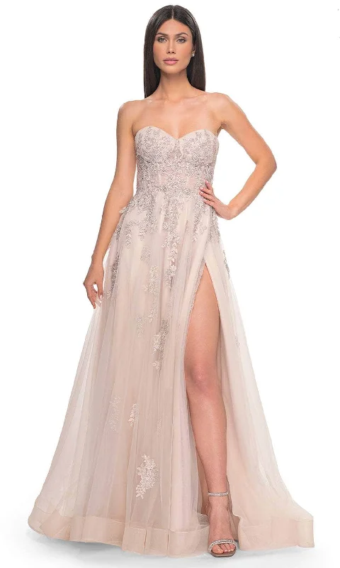 TightsockLa Femme 32084 - Strapless Lace Prom Dress