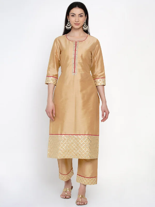 Gold Embroidered Kurta With Palazzo- WRKS035