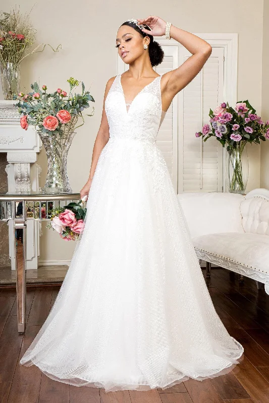 TightshoeLong Floral Glitter Mesh Wedding Gown Sale