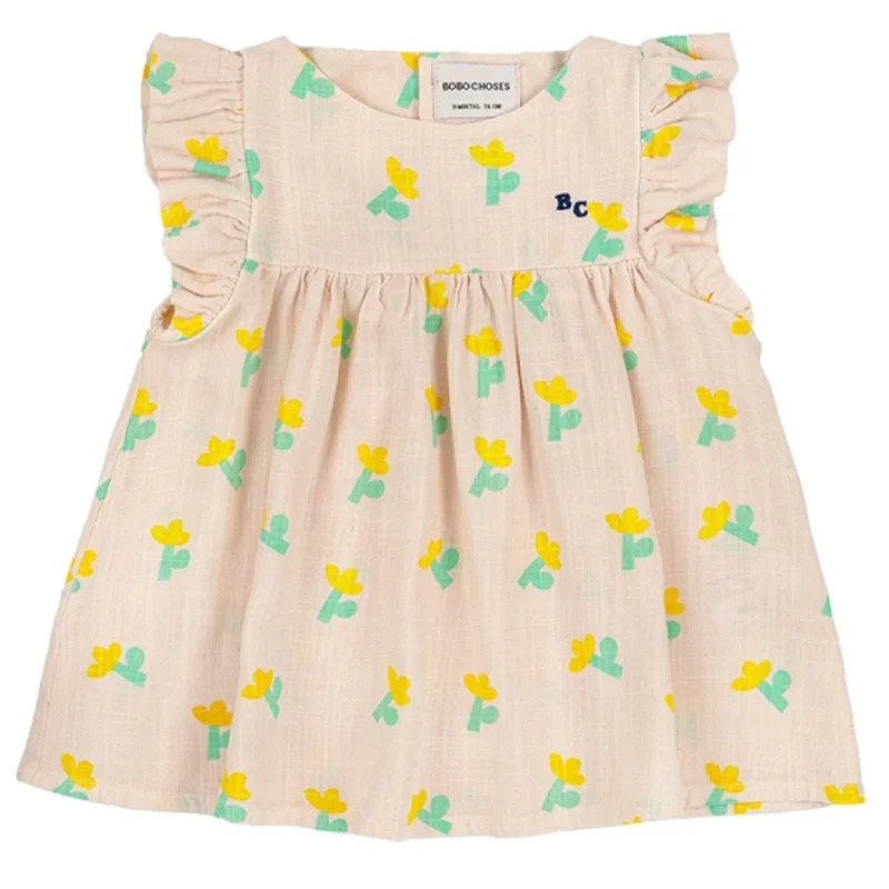 Modern DressBobo Choses White Sea Flower All Over Ruffle Dress