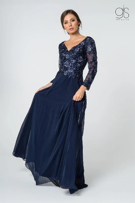 TightconnectionLong Sleeve Formal Mother of the Bride Chiffon Dress