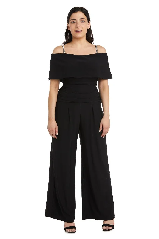 TightknitR&M Richards 5982P Petite Off Shoulder Jumpsuit