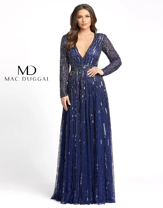 TightyogaMac Duggal Long Sleeve Sequins A Line Evening Dress Sale