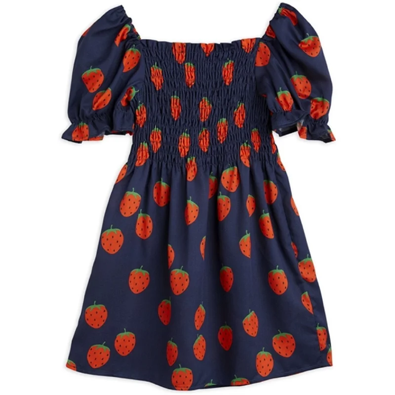 Geometric DressMini Rodini Strawberries Aop Woven Ss Dress Blue