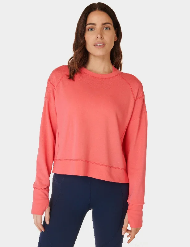 CroptopanalyticsAfter Class Crop Sweatshirt - Coral Pink