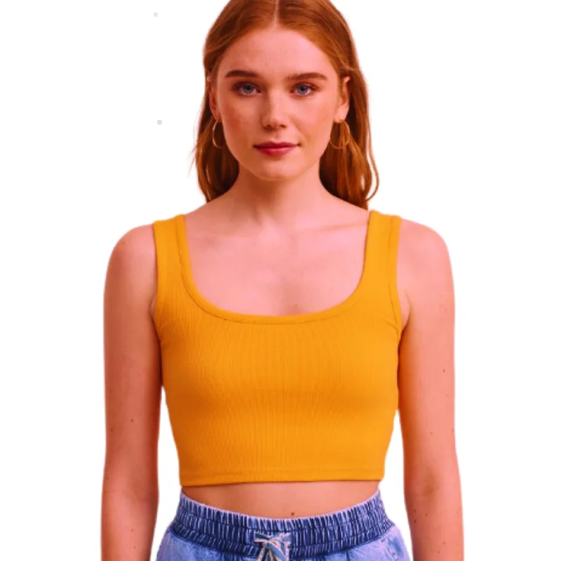 CroptophoodieOXXO- Orange Square Neck Crop Top