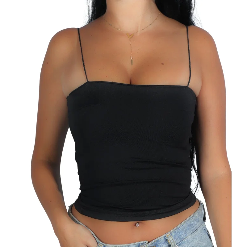 CroptopinnovationSpaghetti Straps Basic Cropped Top