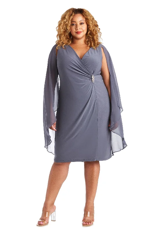 TightrhythmR&M Richards 5806W Short Plus Size Cape Dress