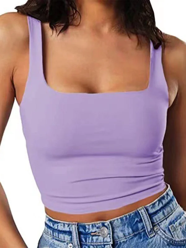 CroptopcustomWomen's Solid Square Neck Top - Fitted Crop Cami