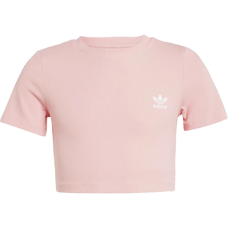 Croptopcryptoadidas Originals Semi Pink Spark Rib Crop Tee