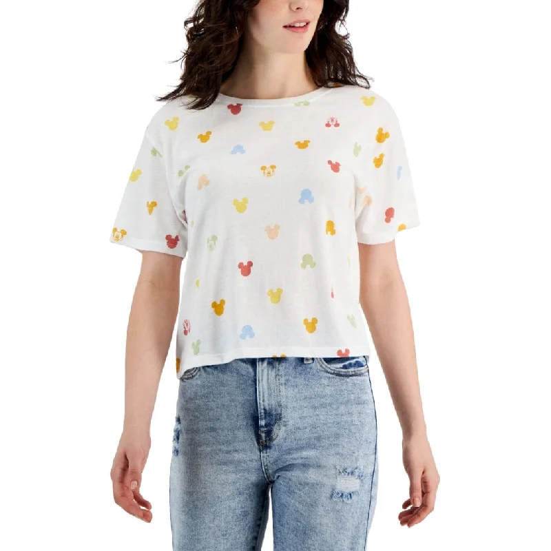 CroptoplinenDISNEY - Mickey Print Cropped T-Shirt