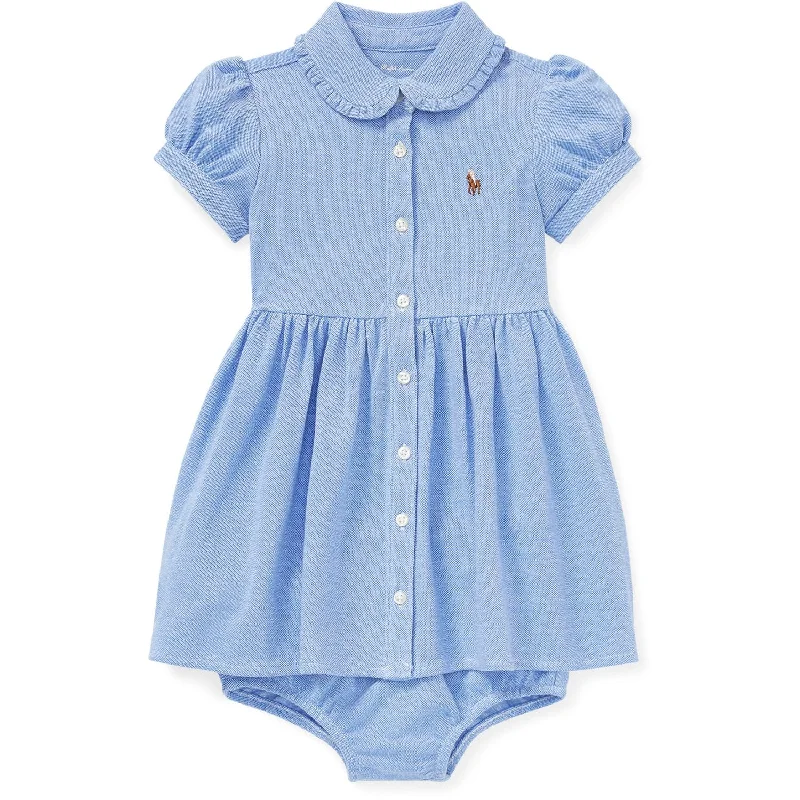 Polka-dot DressRalph Lauren Baby Solid Oxford Dress & Bloomers Harbour Island Blue