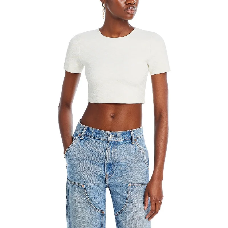 CroptopuniqueAlexander Wang Womens Logo Short Sleeve Cropped