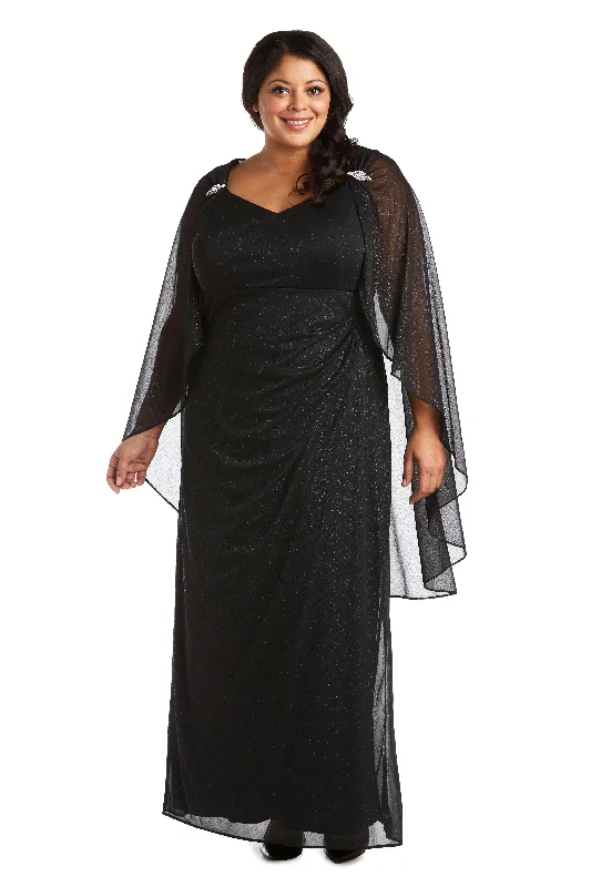 TightsportsbraR&M Richards 2384W Long Plus Size Formal Cape Gown