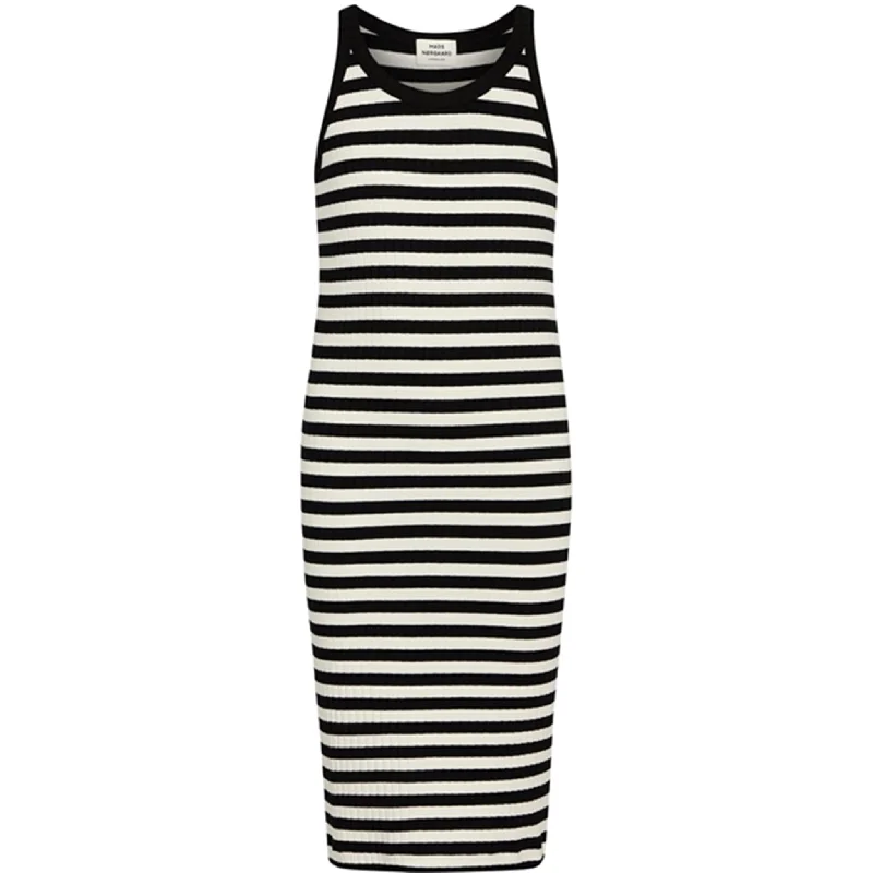 Empire Waist DressMads Nørgaard 5x5 Classic Stripe Carnile Dress Black/Vanilla Ice