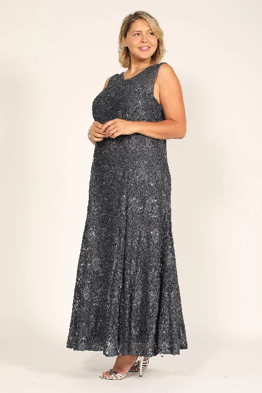 TightbandR&M Richards 3198W Long Formal Plus Size Lace Gown