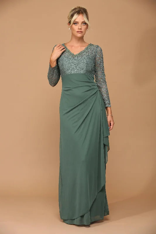 TightbootLong Sleeve Formal Mother of the Bride Evening Gown