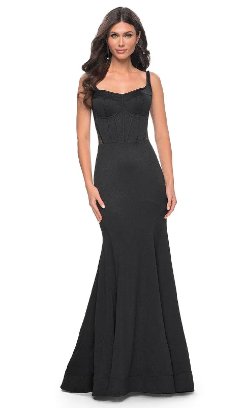 TightsockLa Femme 32268 - Sheer Scoop Back Prom Gown