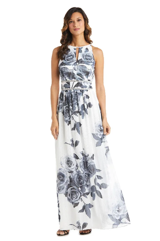 TightlippedR&M Richards 7045 Long Formal Chiffon Print Dress