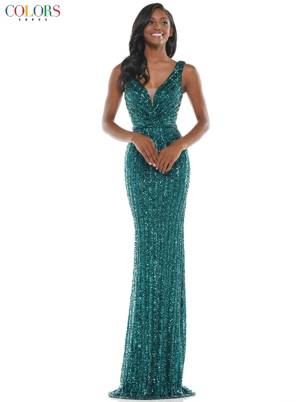 TightropeColors G1042 Colors Long Sleeveless Formal Fitted Prom Gown