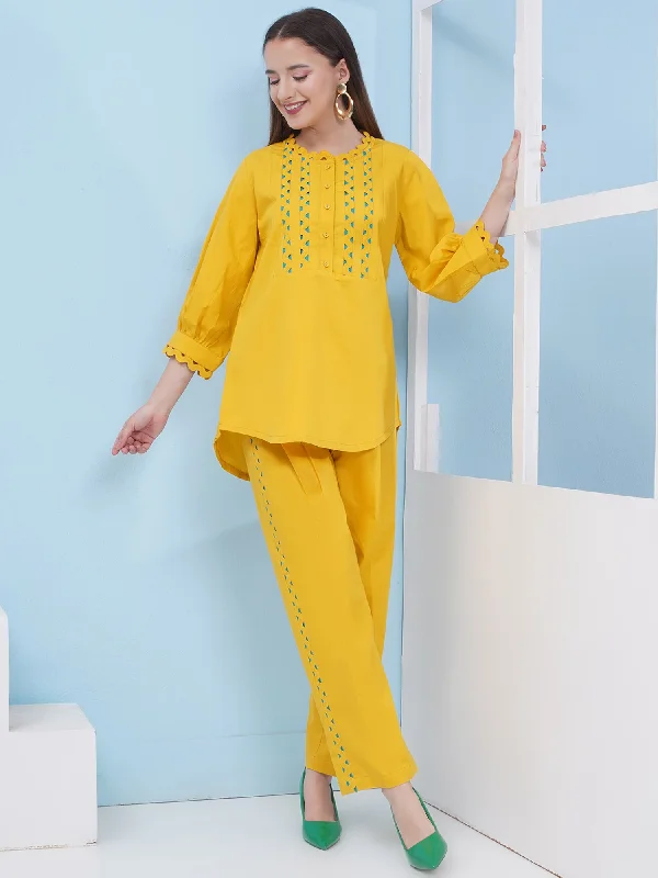 Yellow Popline Shirt with Pants-WRKS175