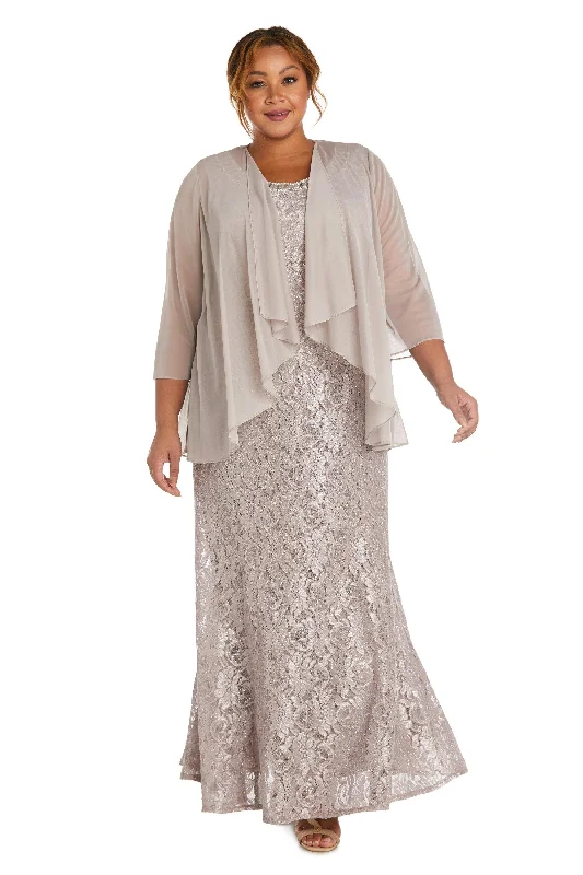 TightsyncR&M Richards 2552W Long Plus Size Beaded Jacket Dress