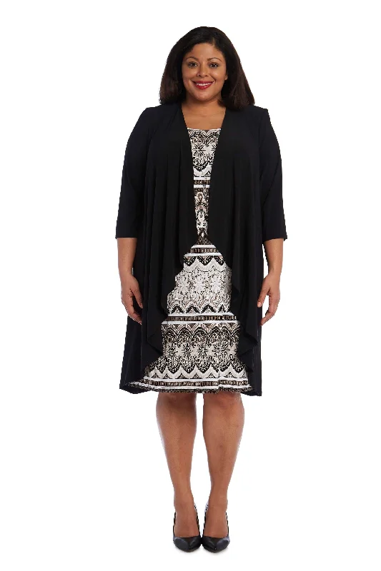 TightdressR&M Richards 5067W Plus Size Short Dress Black Taupe