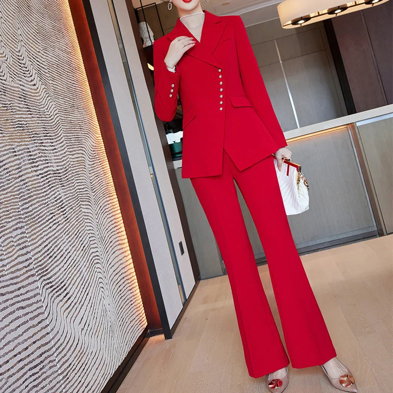 2 Piece Red Pant Suit