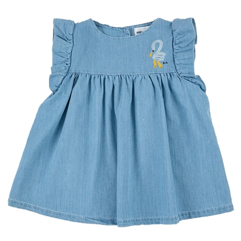 Designer DressBobo Choses Light Blue Pelican Ruffle Dress