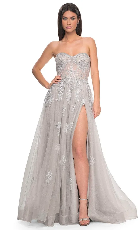 TightsleeveLa Femme 32111 - Strapless Tulle Prom Dress