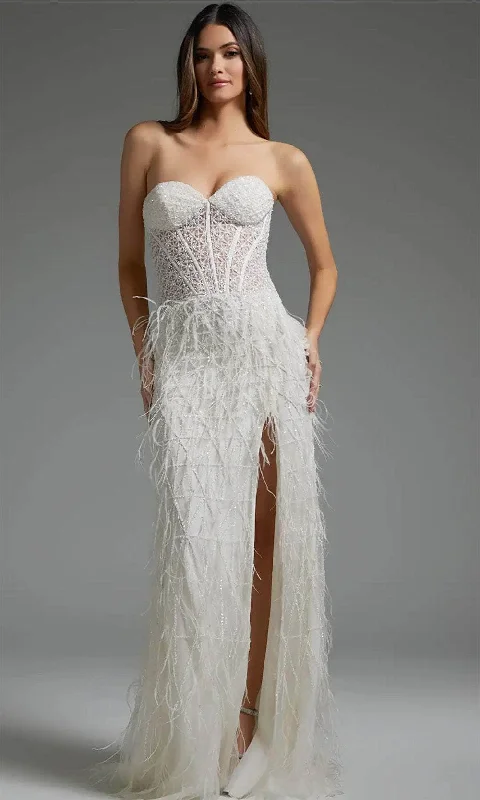 TightshipJovani 36362 - Feathered Sheath Bridal Gown