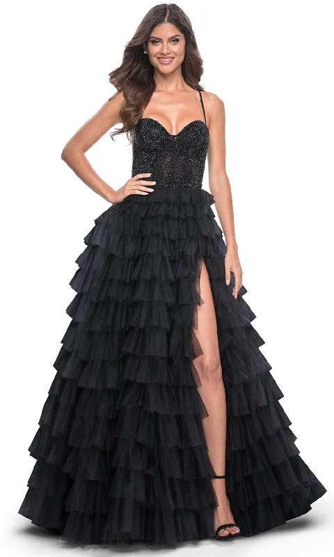 TightrhythmLa Femme 32002 - Tiered Ruffle A-Line Prom Gown