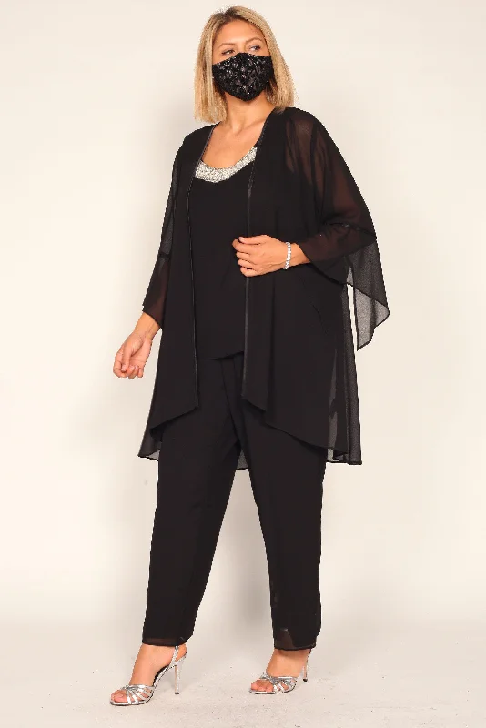 TightturnLe Bos Women's Plus Size Black Pant Suit