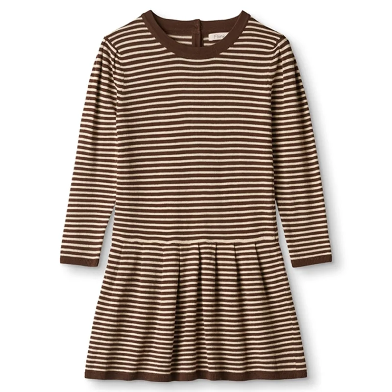 Crinoline DressFliink Chicory Coffee W. Sand Stripes Favo Peplum Dress