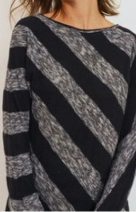 Work Knit TopsBlack/Grey Stripe Sweater