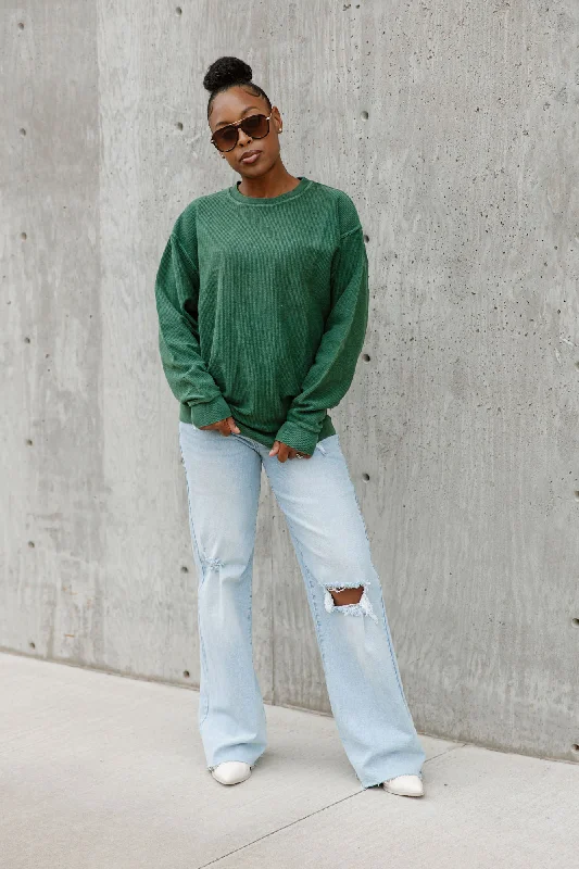 Glitter Knit TopsCAMRYN OVERSIZED VINTAGE WASH SWEATER IN GREEN