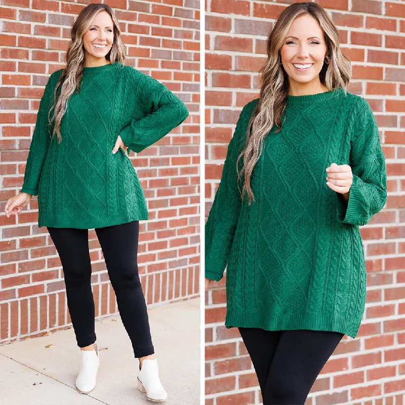 Cotton Knit TopsCrossing Channels Sweater, Hunter Green