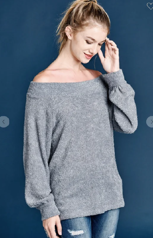 Collaborative Knit TopsKnit Off Shoulder Sweater - 2 Colors