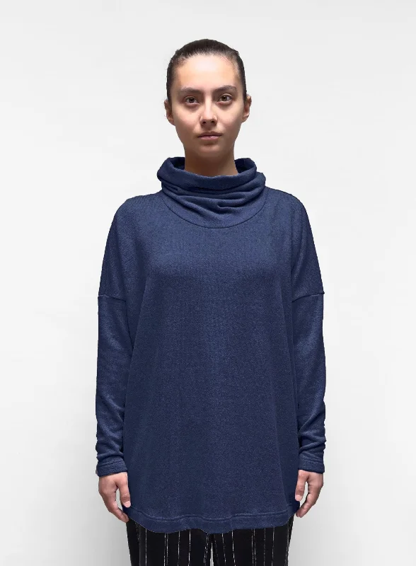 Layered Knit TopsMAMA B - Cozy Onesize Cowl Sweater in Blue