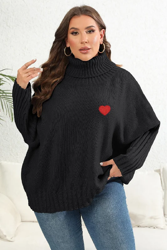 Cropped Knit TopsPlus Size Turtle Neck Long Sleeve Sweater