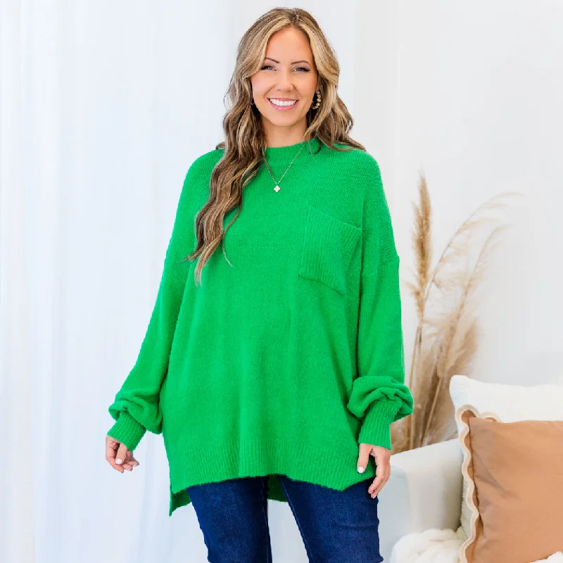 Mohair Knit TopsReliable Love Sweater, Kelly Green